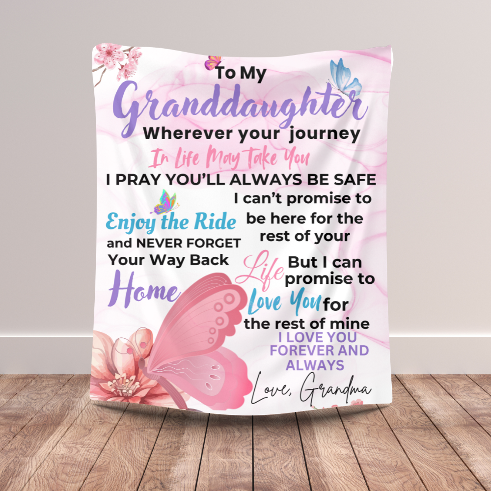 Granddaughter Butterfly Blanket | Birthday Gift