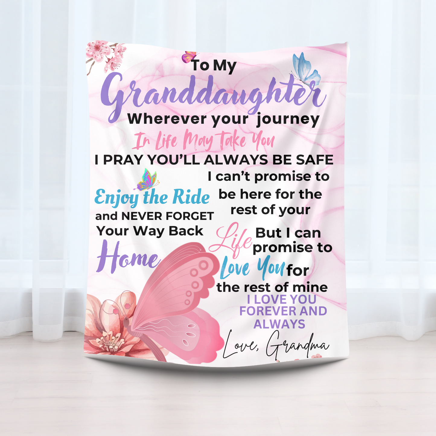 Granddaughter Butterfly Blanket | Birthday Gift