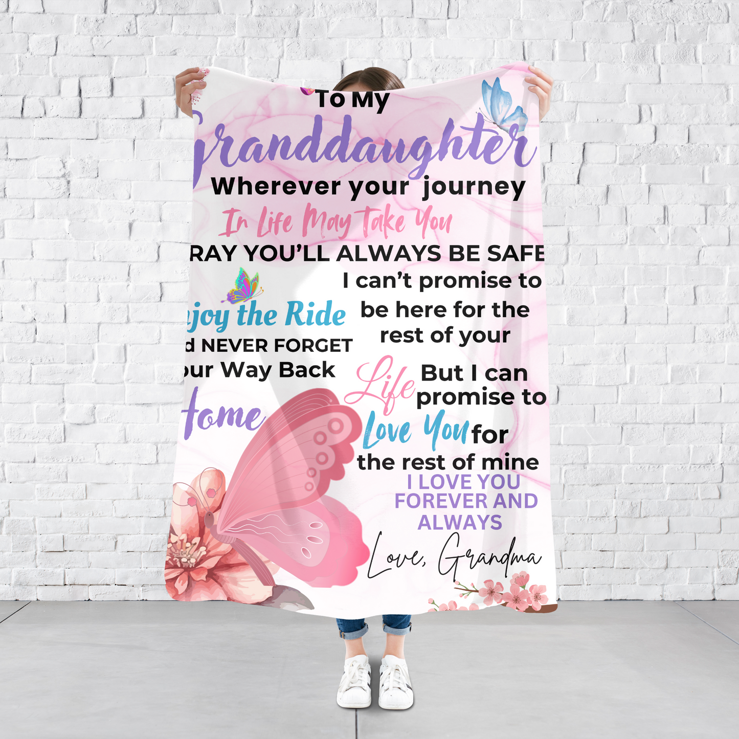 Granddaughter Butterfly Blanket | Birthday Gift